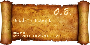 Orbán Babett névjegykártya