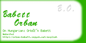 babett orban business card